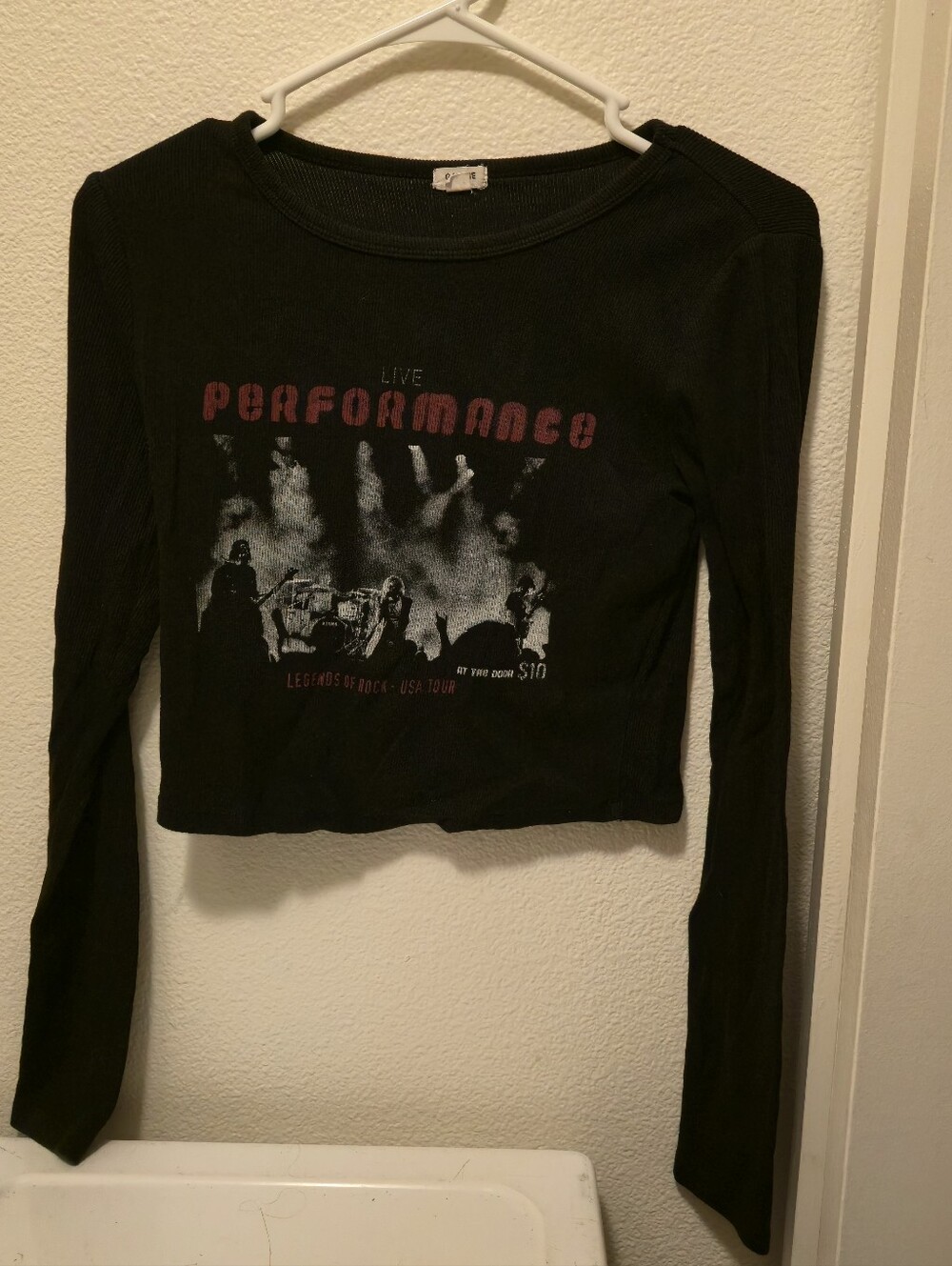 Garage Black Ribbed Crewneck Top